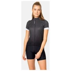 Odlo - Women's T-Shirt S/U Collar S/S FZ Essential Print - Cycling Jersey -Outdoor sportswear odlo womens t shirt s u collar s s fz essential print cycling jersey detail 3